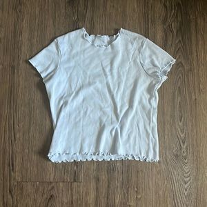 Sky Blue Ruffled Collar Top